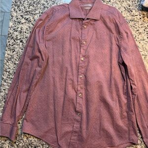 Michael Kors Men's Burgundy Long-Sleeve Dress Shirt with Micro Dot